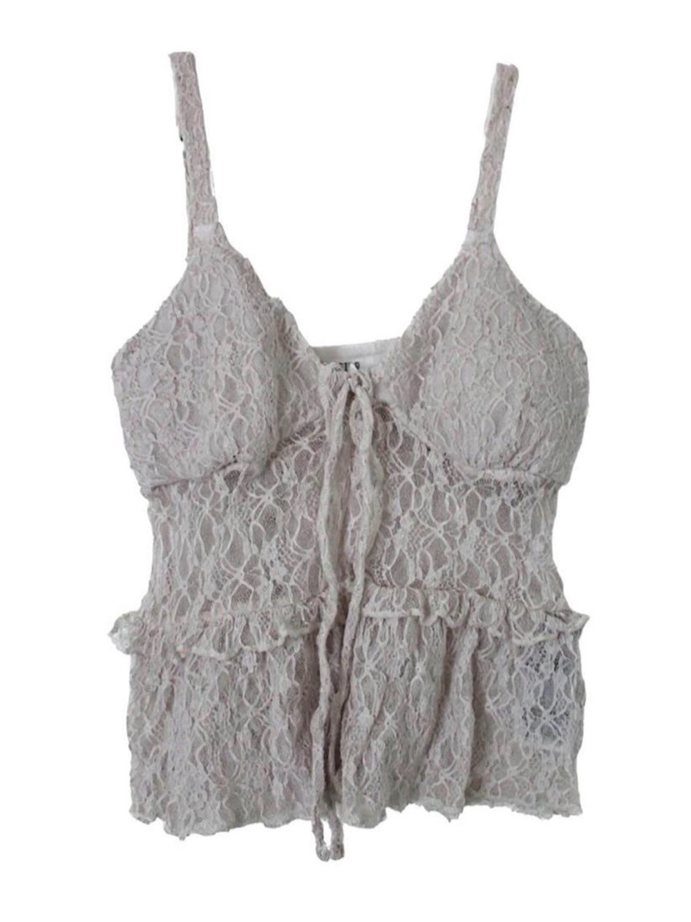 Hollister white lace tie-front cami